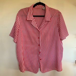 Red/White striped button down.